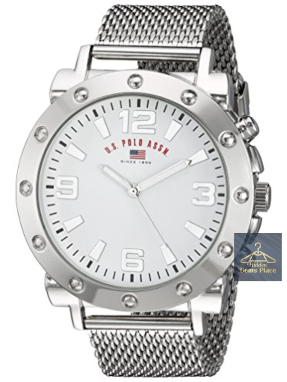 Men's Silver Mesh Watch – Analog Quartz, 48mm Case, Bracelet Strap